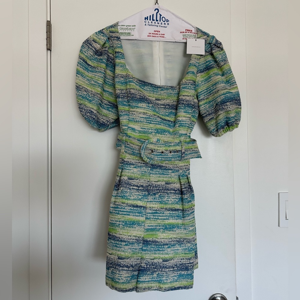 Lavender Brown Romper with Belt NWT